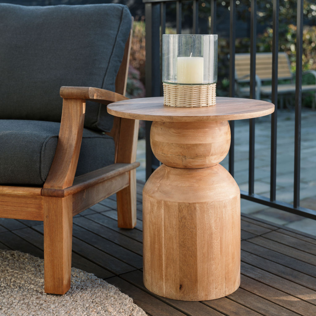 Clear Glass and Rattan Candleholder