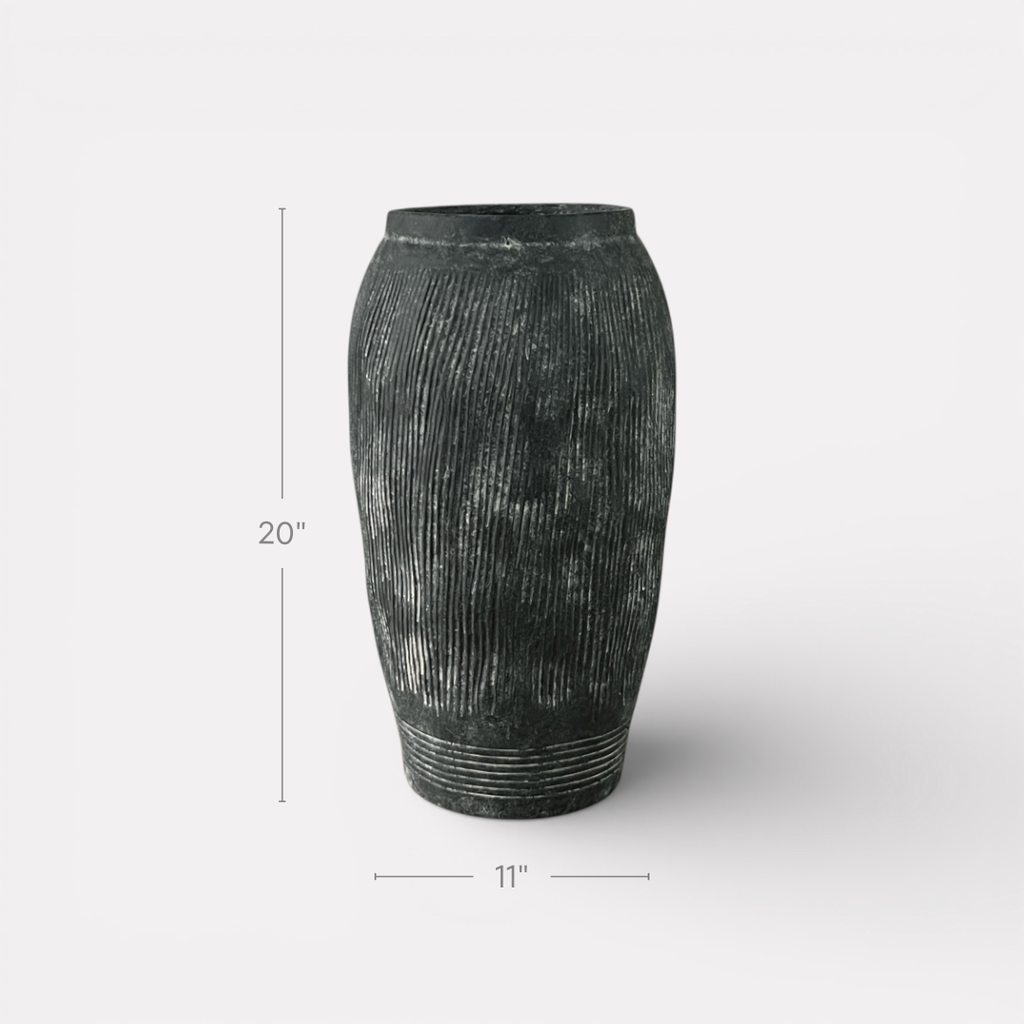 Pompeii Colossus, Fiber Clay Vessel in Weathered Black 11"D x 20"H
