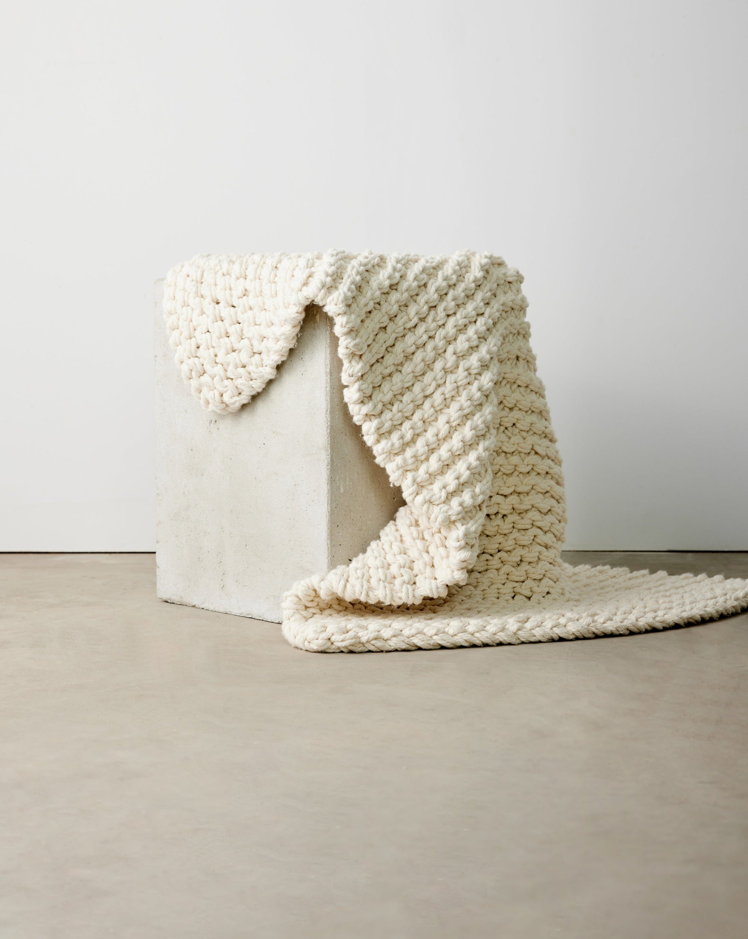 Chunky Ecru Hand-Loomed Mat