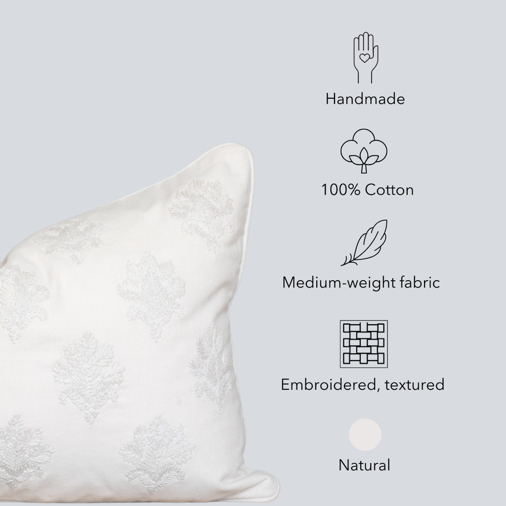 Arden Embroidered Pillow Cover | Natural | Lumbar