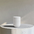 Nova Blanc Modern Stone Candēla Vessel with Lid, 2.3"D x 4"H