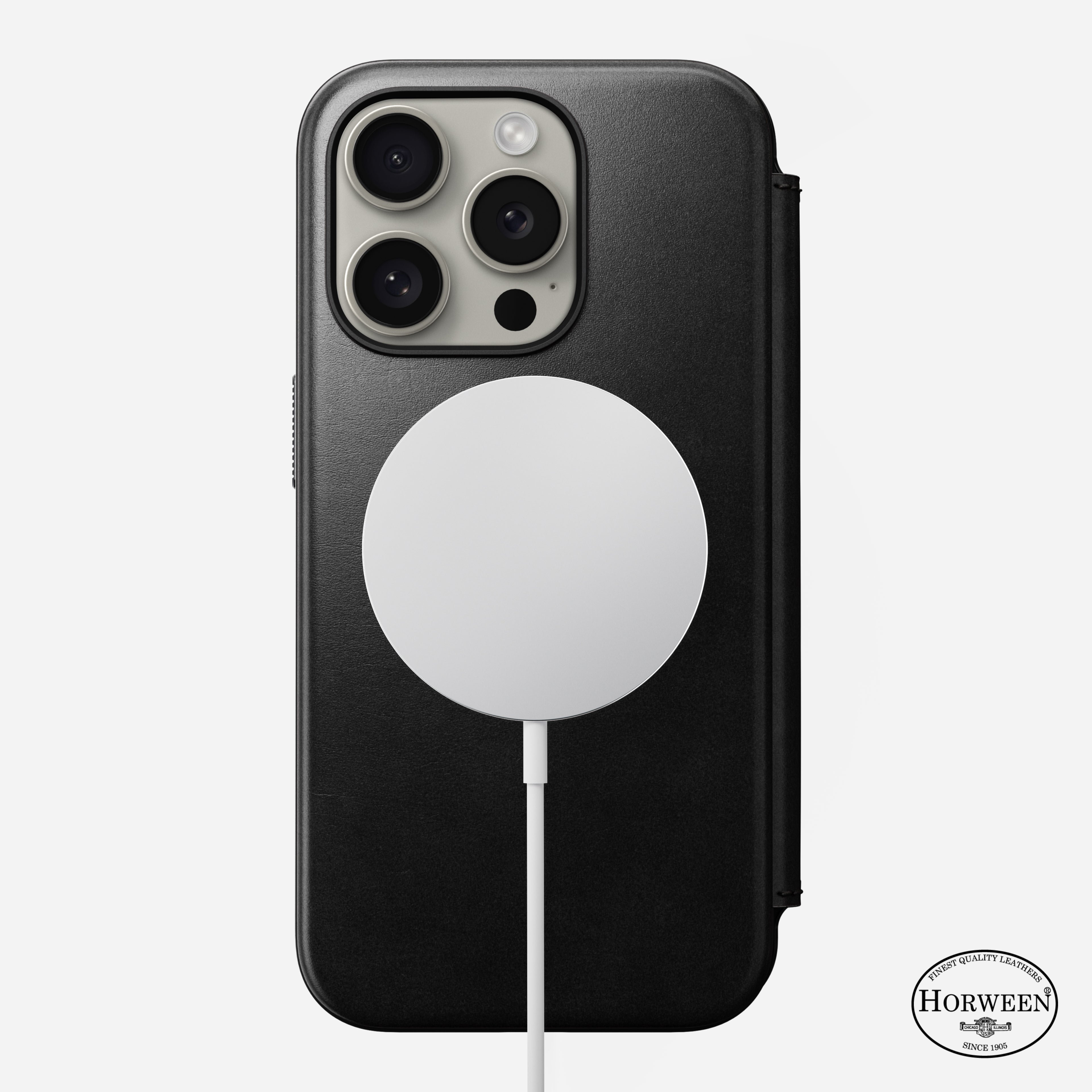 Modern Leather Folio - iPhone 15 Pro Max | Black | Horween
