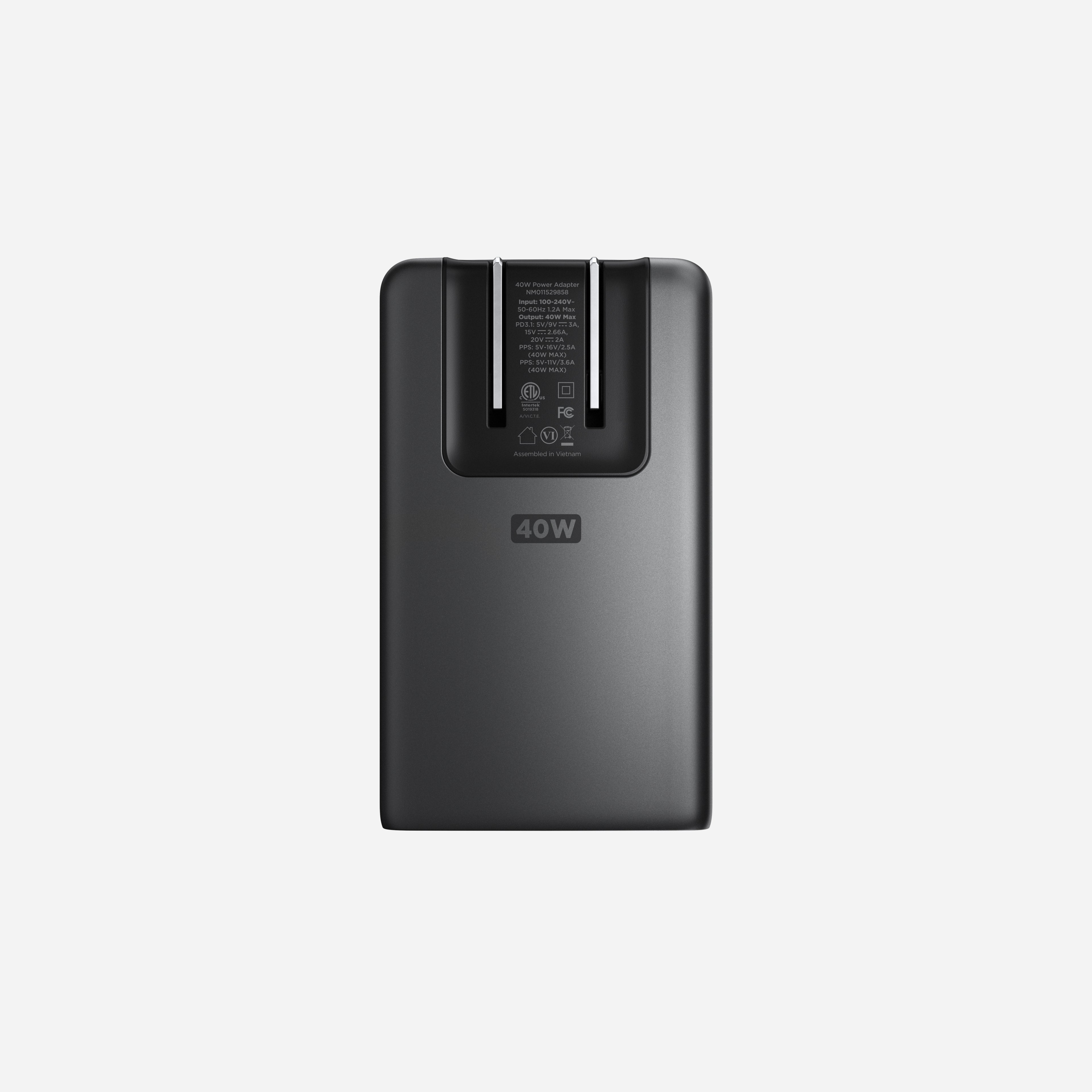 AC Adapter - 40W | Slim | Carbide | US