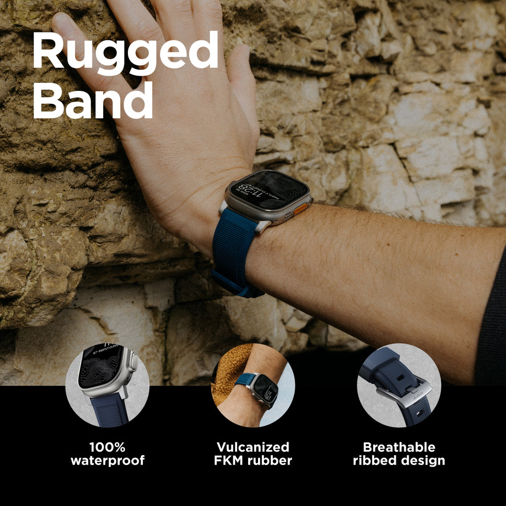Rugged Band - 46mm/49mm | Atlantic Blue | Black Hardware