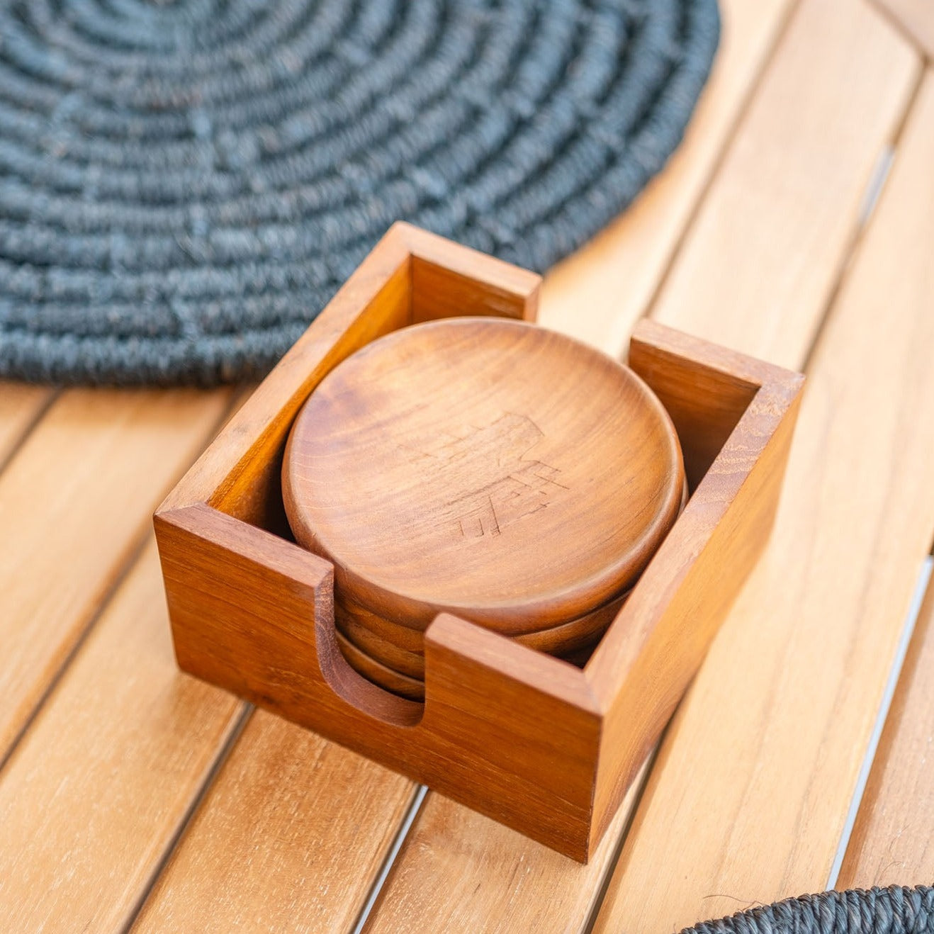 Nordic Rustic Teak Table Coasters (set of 4)