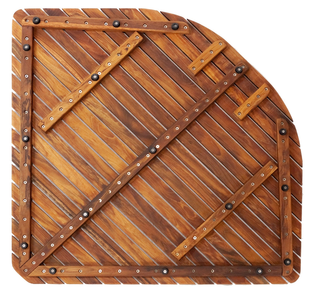 Airstream Oiled Teak Shower and Bath Mat with Rounded Edge 30″ x 30″