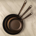 8",10",12" Round Carbon Steel Skillets Set - Hand Forged