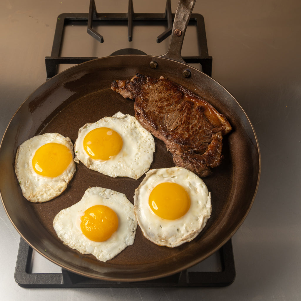 12" Round Carbon Steel Skillet - Hand Forged