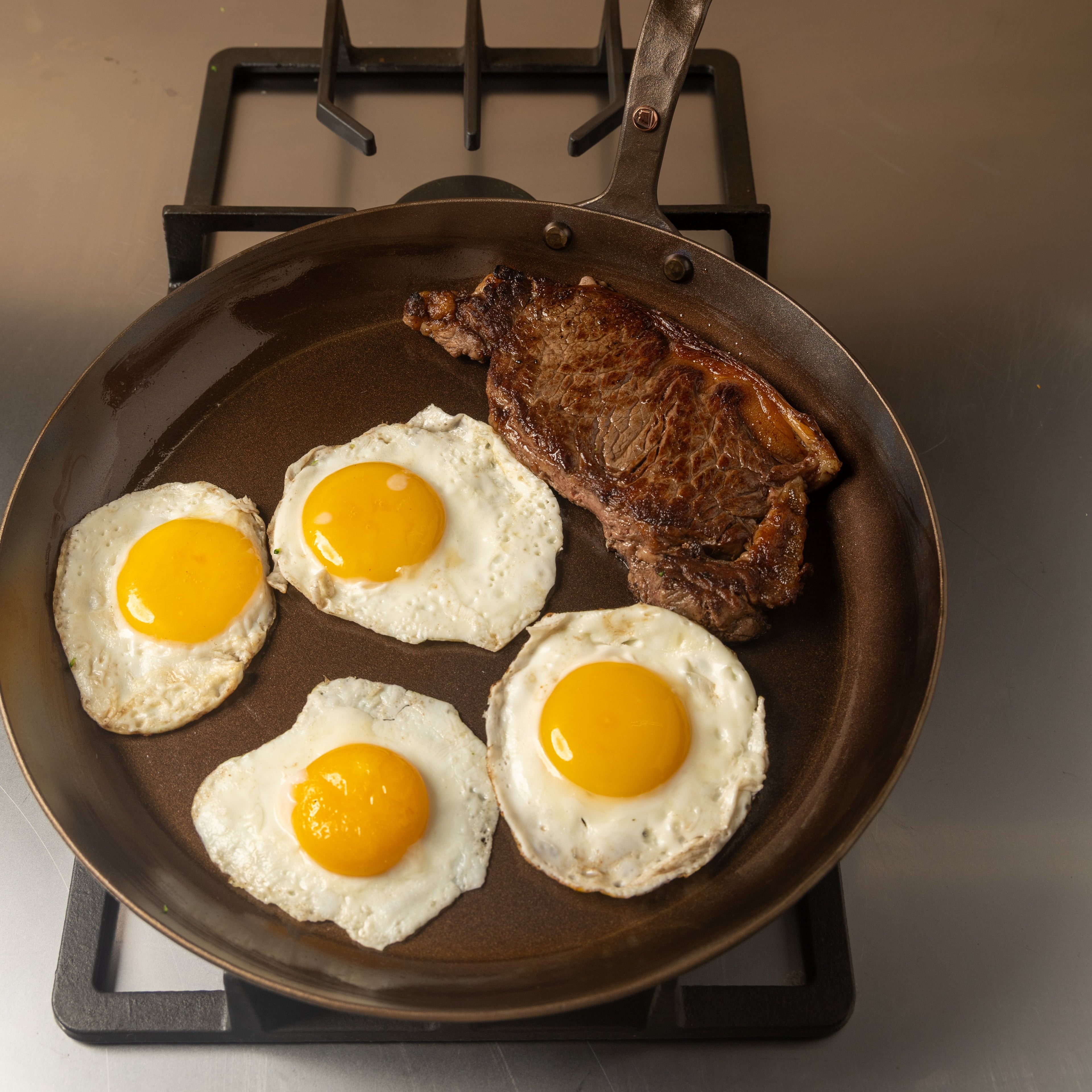 12" Round Carbon Steel Skillet - Hand Forged