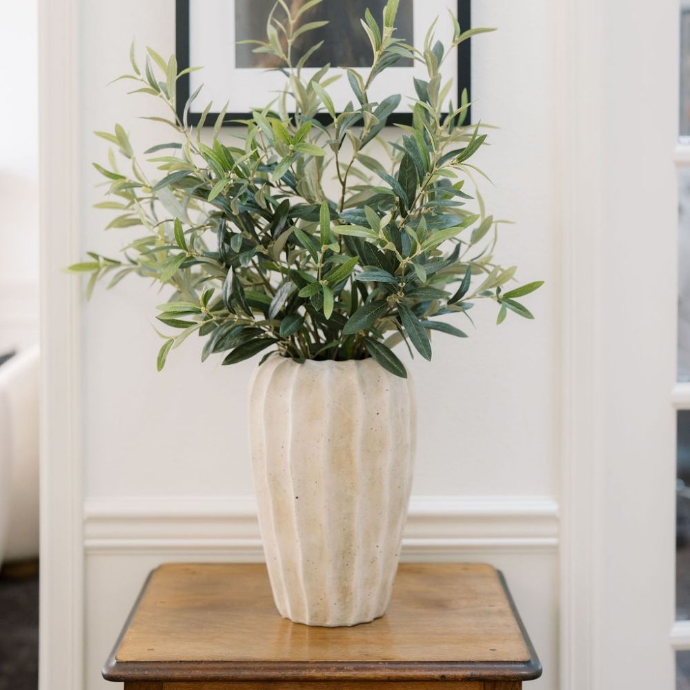 30" Faux Olive Arrangement in Artisan Vase
