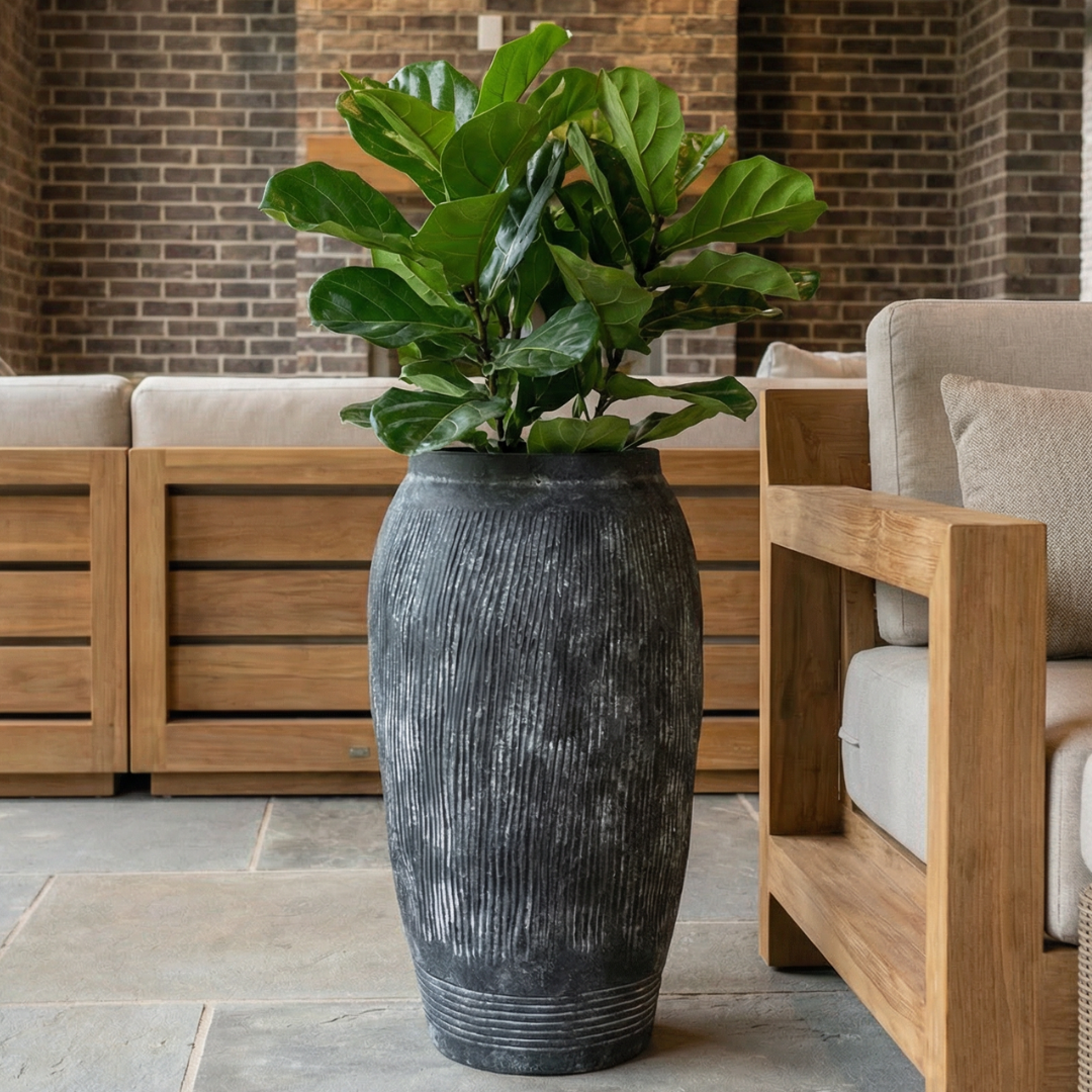 Pompeii Colossus, Fiber Clay Vessel in Weathered Black 11"D x 20"H