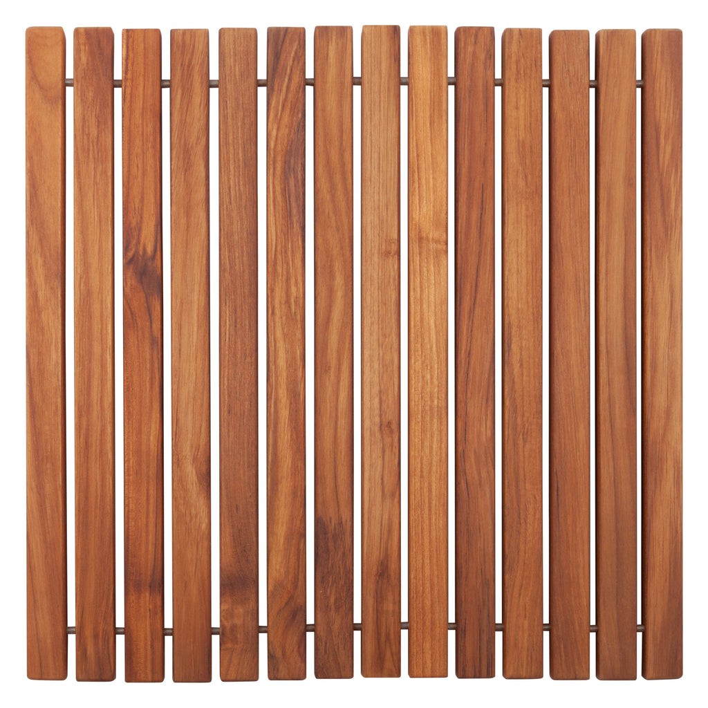 Bahama Teak Shower and Bath String Mat with Rubber Footing 19.6″ x 19.6″