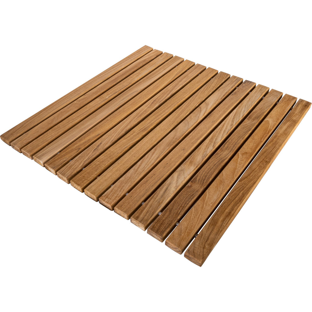 Bahama Teak Shower and Bath String Mat with Rubber Footing 19.6″ x 19.6″