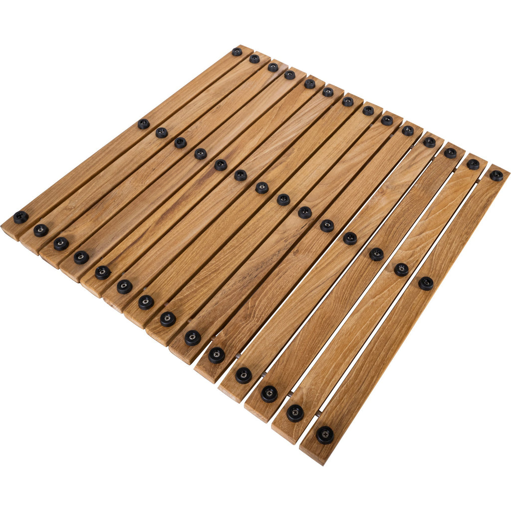 Bahama Teak Shower and Bath String Mat with Rubber Footing 19.6″ x 19.6″