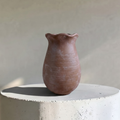 Sable Scalloped Crock, Terracotta Pot, Hand-Painted in Earthly Brown, 6.2"D x 9.4"H