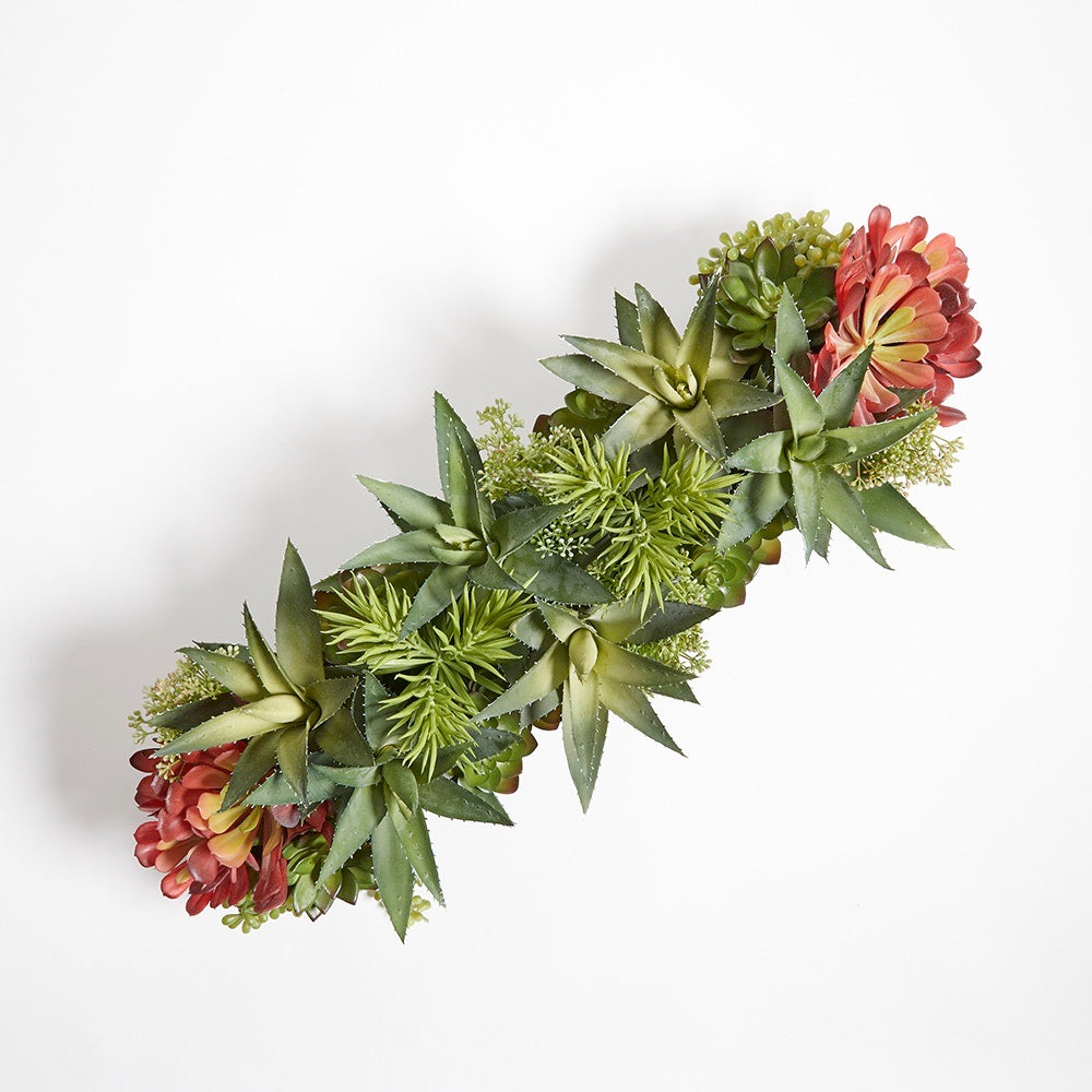 Rectangular Artificial Succulent Arrangement, Gray Planter