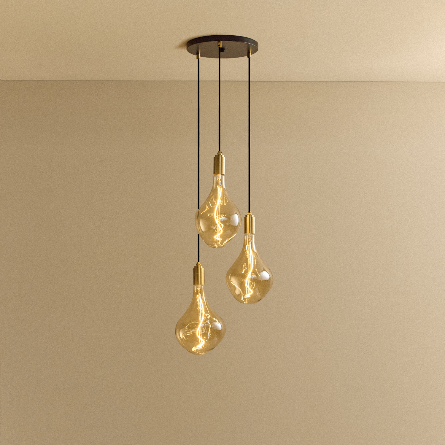 Triple Pendant in Brass + Voronoi II