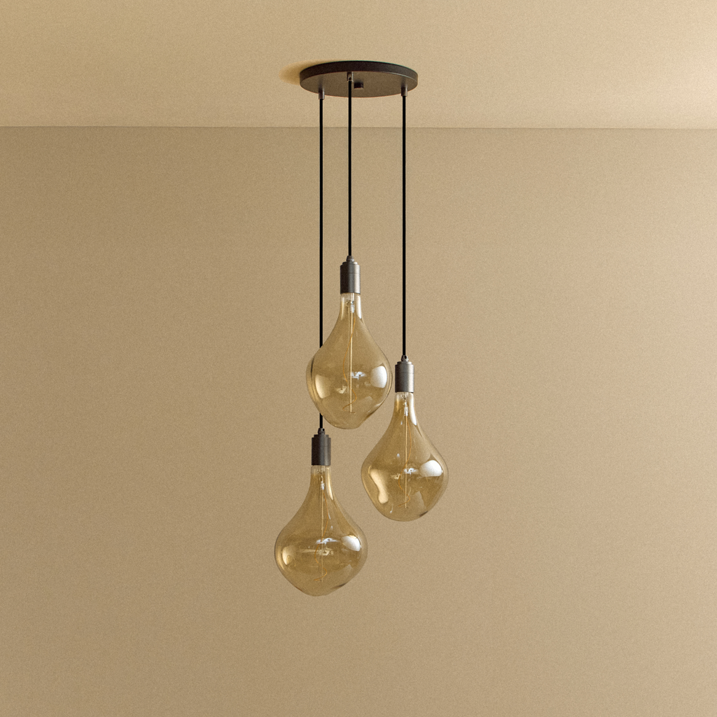Triple Pendant in Graphite + Voronoi II