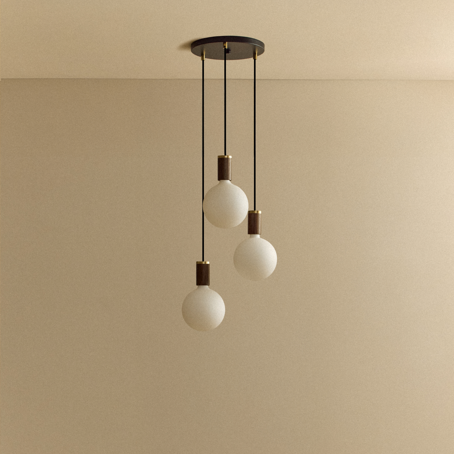 Triple Pendant in Walnut + Sphere IV
