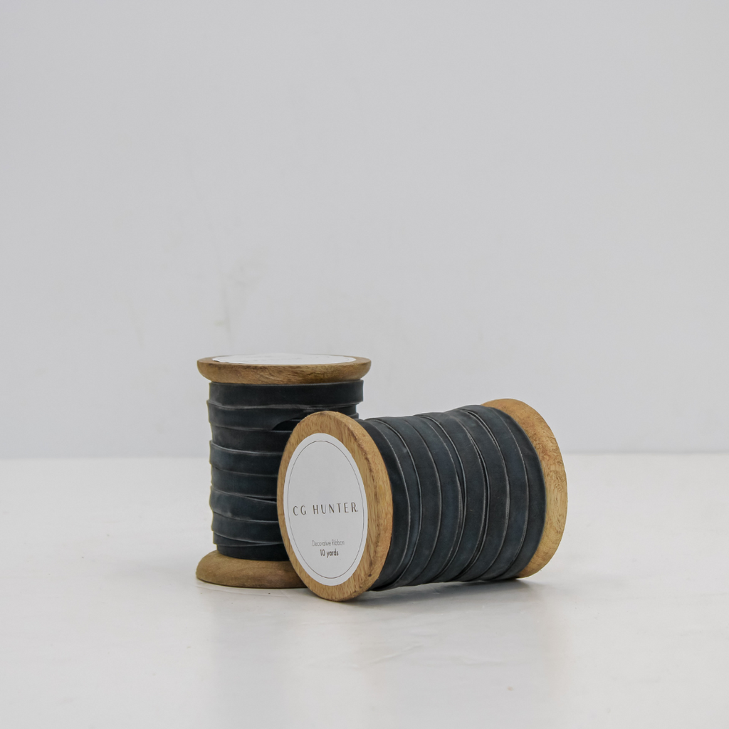 Narrow Hand Dyed Velvet Ribbon Dark Grey