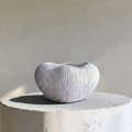 Zephyr Bowl, Artisan Cement Display Piece, Hand-painted in White Dove, 9.8"D x 5.5"H