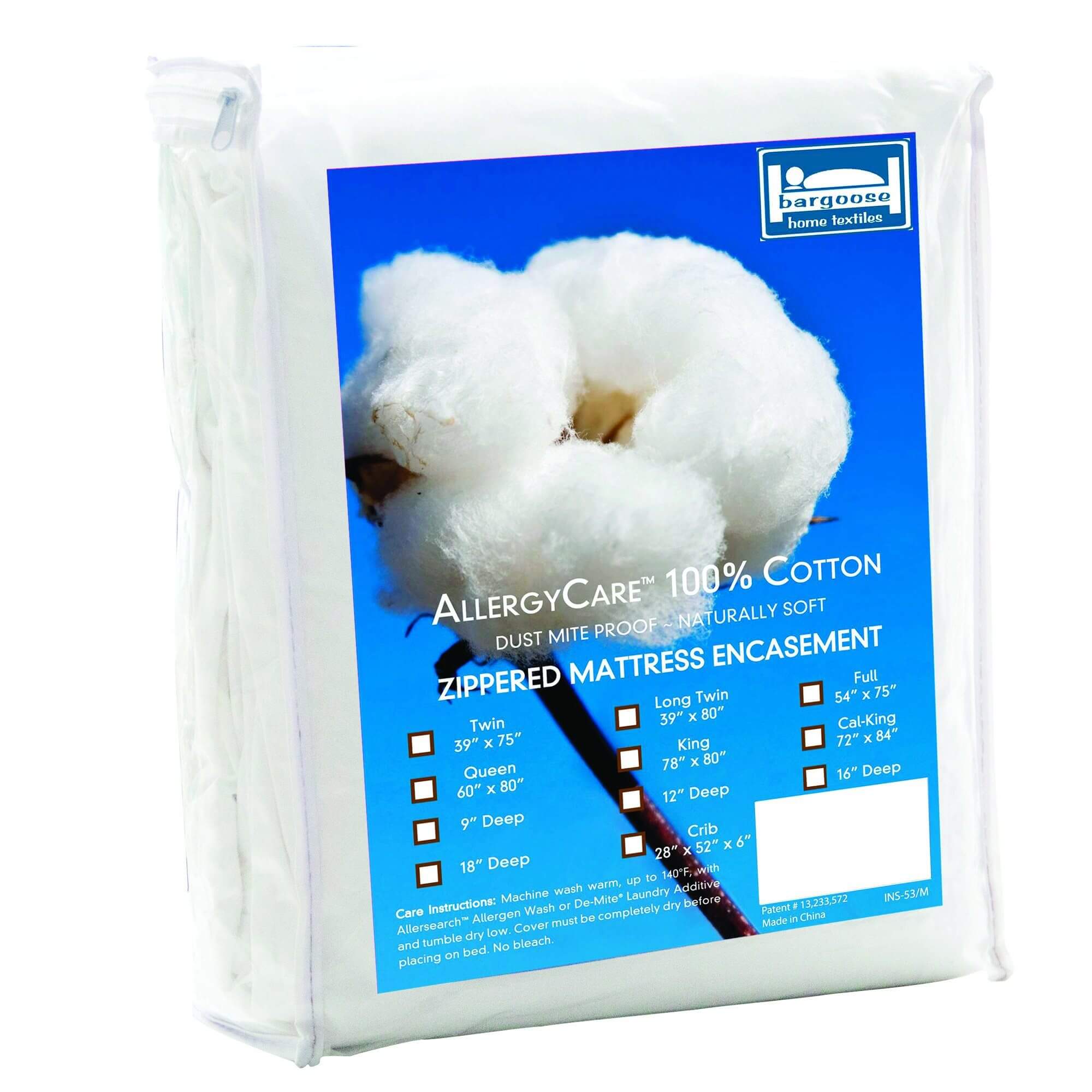 AllergyCare™ Cotton Zippered Mattress Encasement | Dust Mite Proof | Bargoose