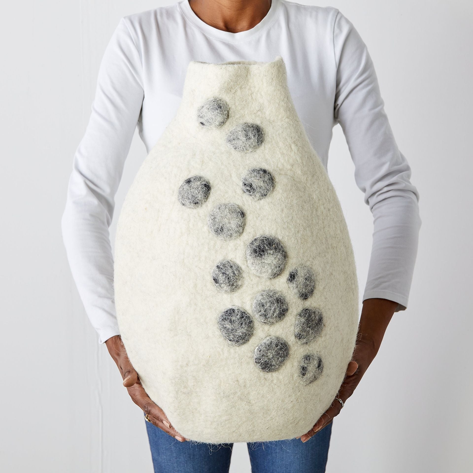 Pebble Hand-Felted Wool Gourd Basket