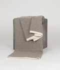Platinum and White Ribbed Knit Yak Down Throw