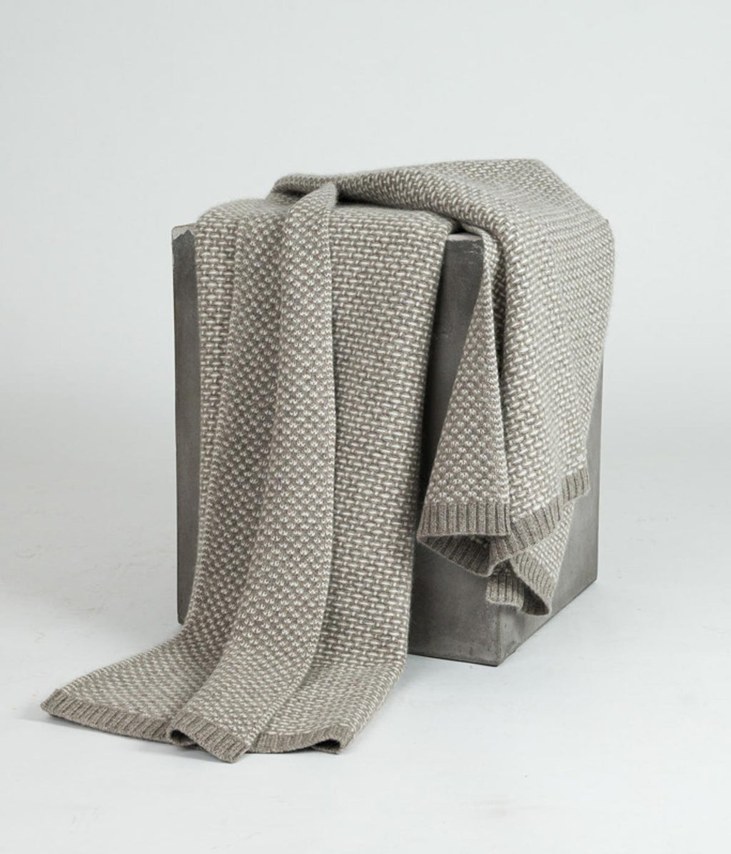 White Cashmere and Platinum Yak Down Taiga Throw