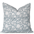 Chloe Floral Block Printed Pillow Cover | Blue