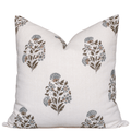 Briar Floral Block Printed Pillow Cover | Blue, Brown, Green