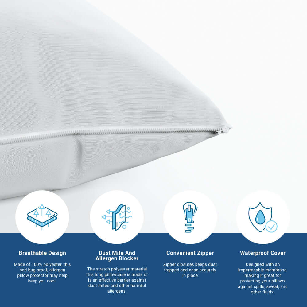 Zippered Waterproof Pillow Protector | CleanAir® by Bargoose