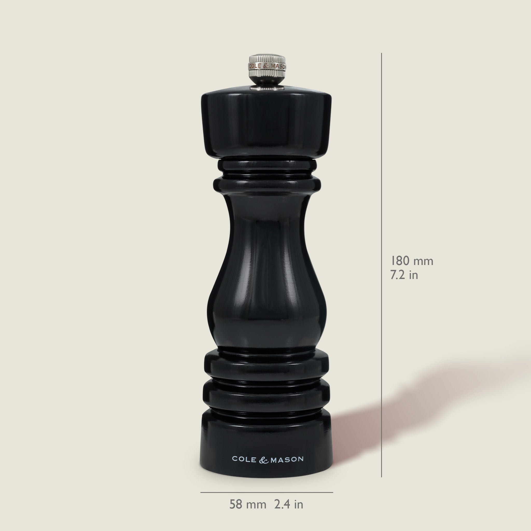 Cole & Mason London Black Gloss Salt & Pepper Mills 7"