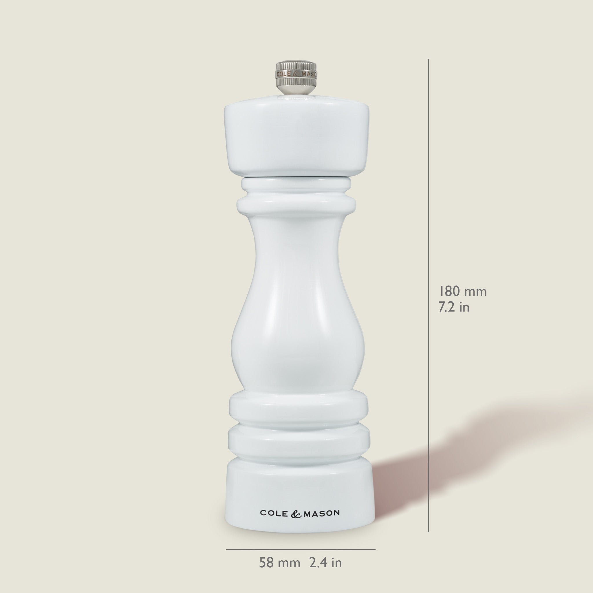 Cole & Mason London White Gloss Salt & Pepper Mills 7"