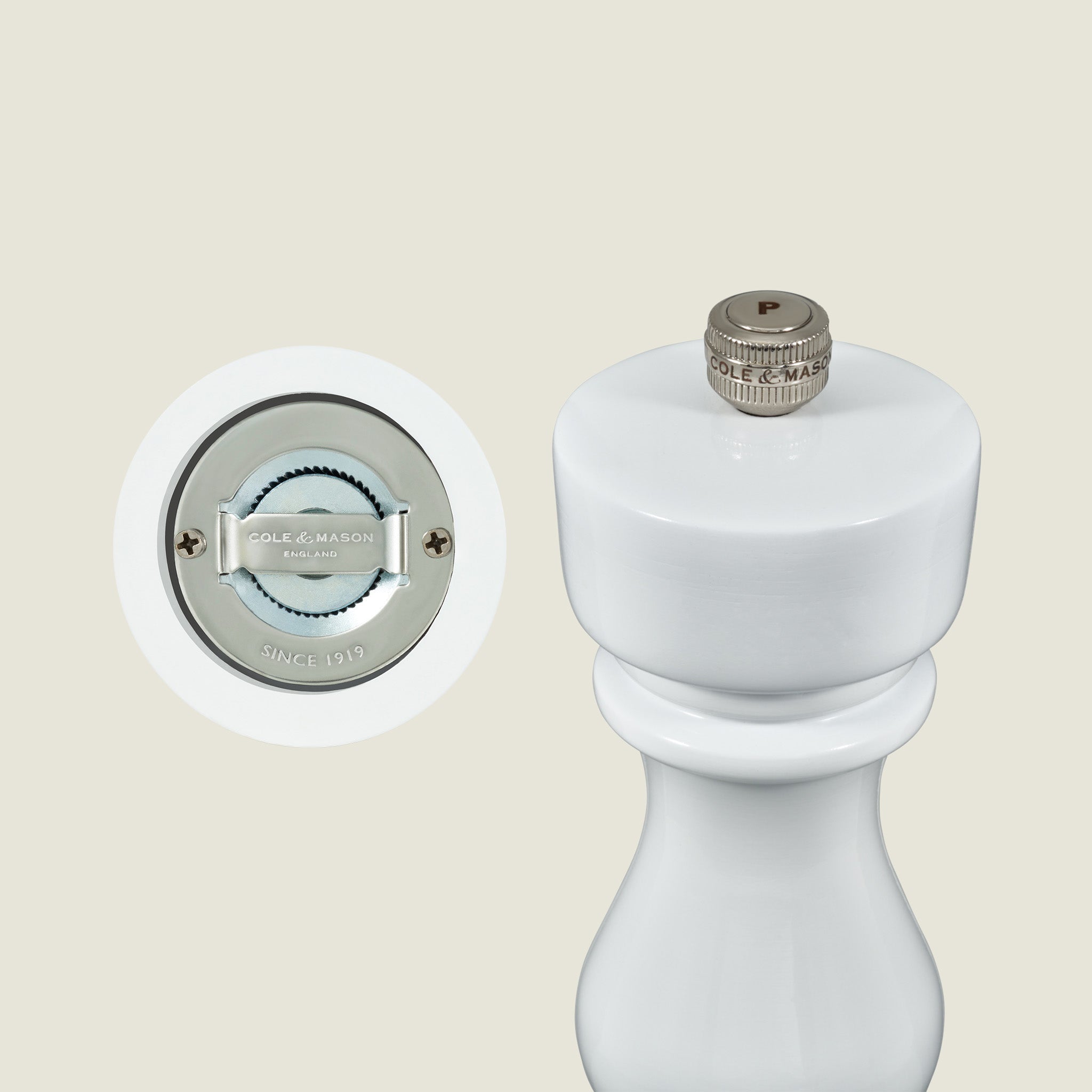 Cole & Mason London White Gloss Salt & Pepper Mills 7"