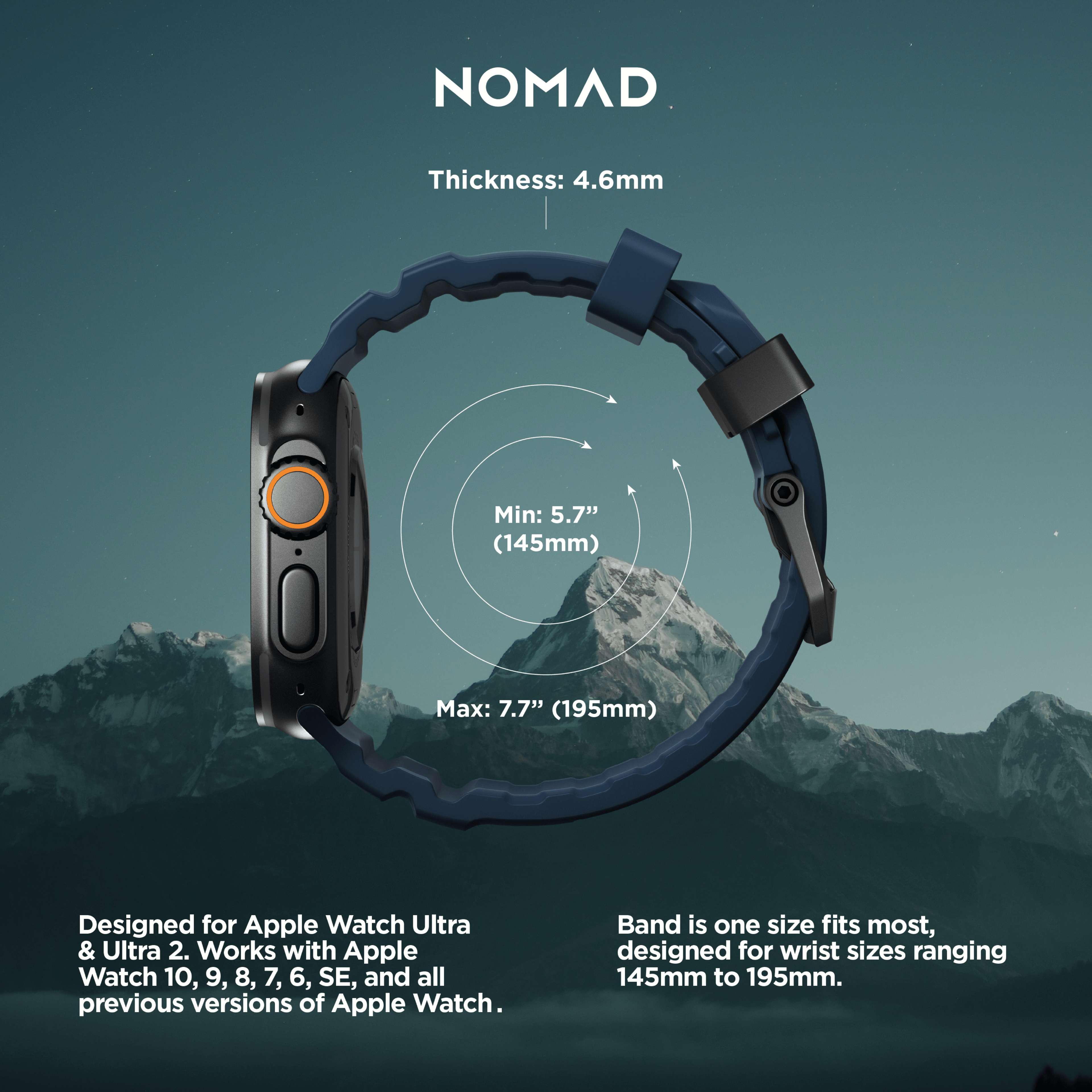 Rocky Point Band - 46mm/49mm | Atlantic | Black Hardware