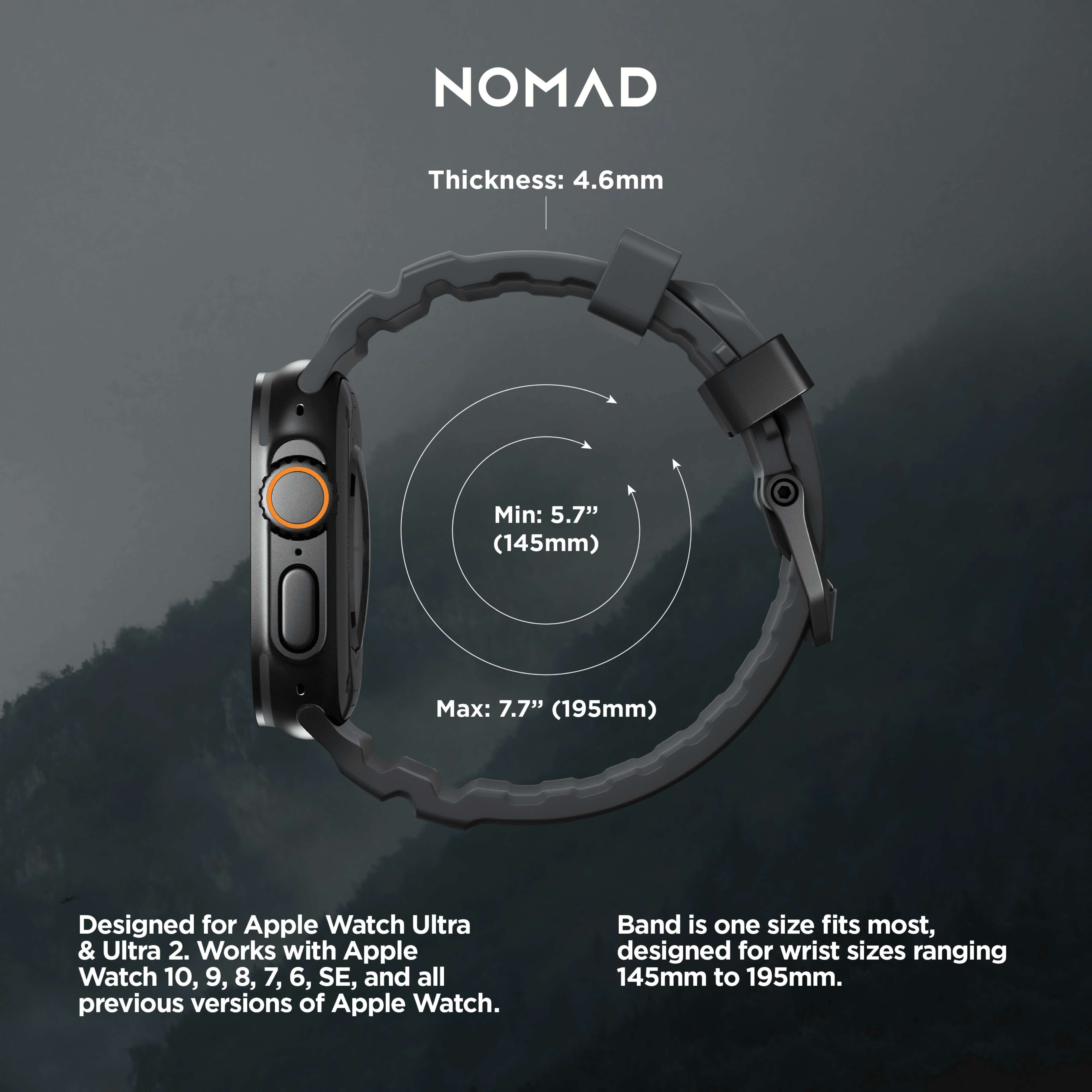 Rocky Point Band - 46mm/49mm | Storm | Black Hardware