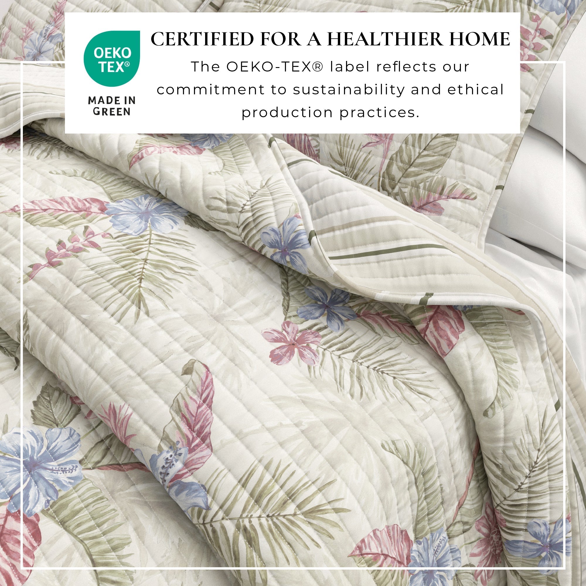 Floral Printed Cotton Quilt Set - Mendocino Collection
