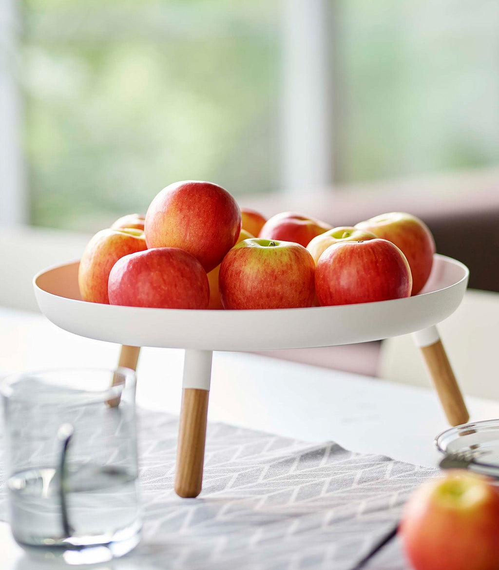 Countertop Pedestal Tray (5" H)  - Steel + Wood