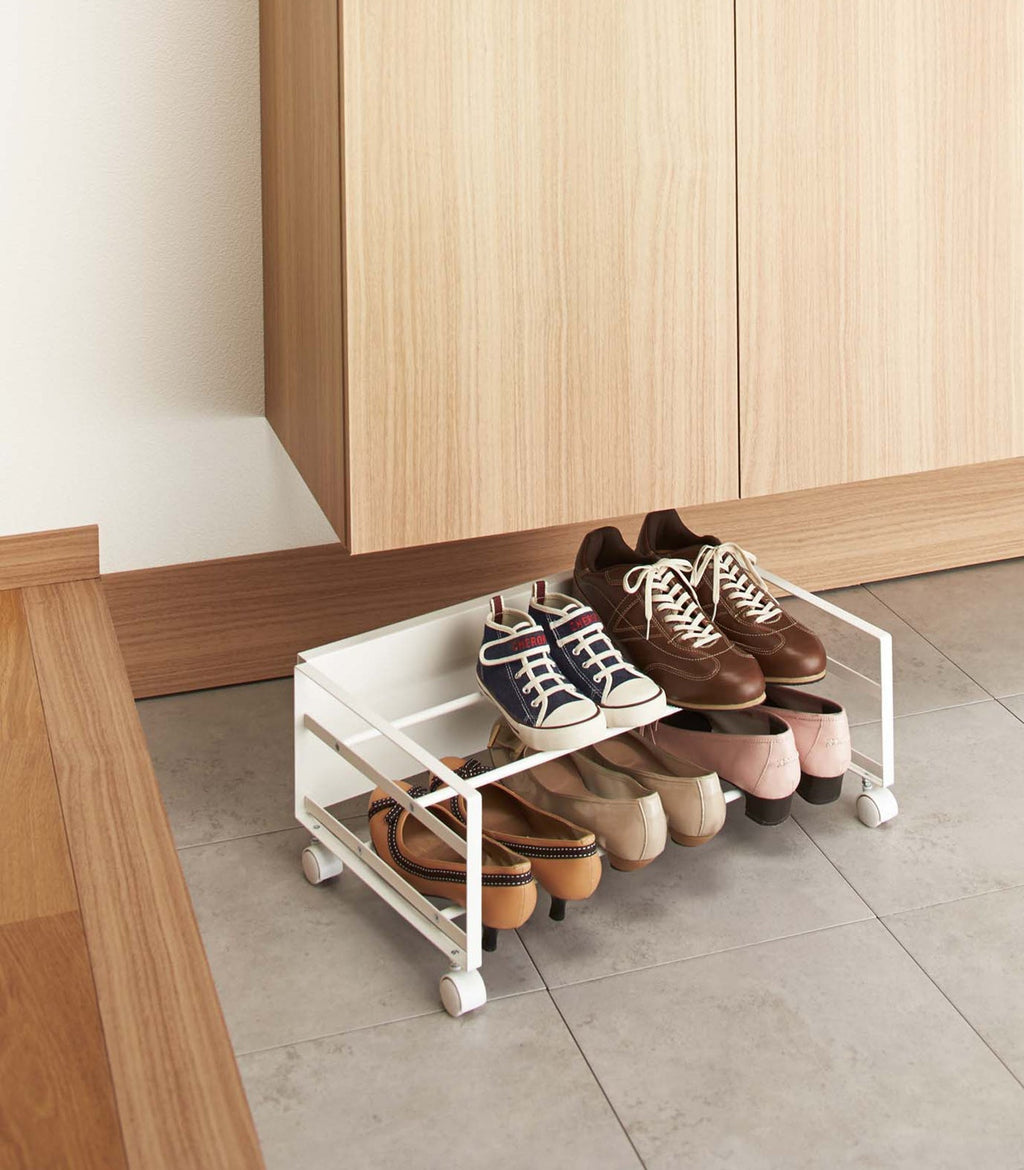 Rolling Shoe Rack (9" H)  - Steel
