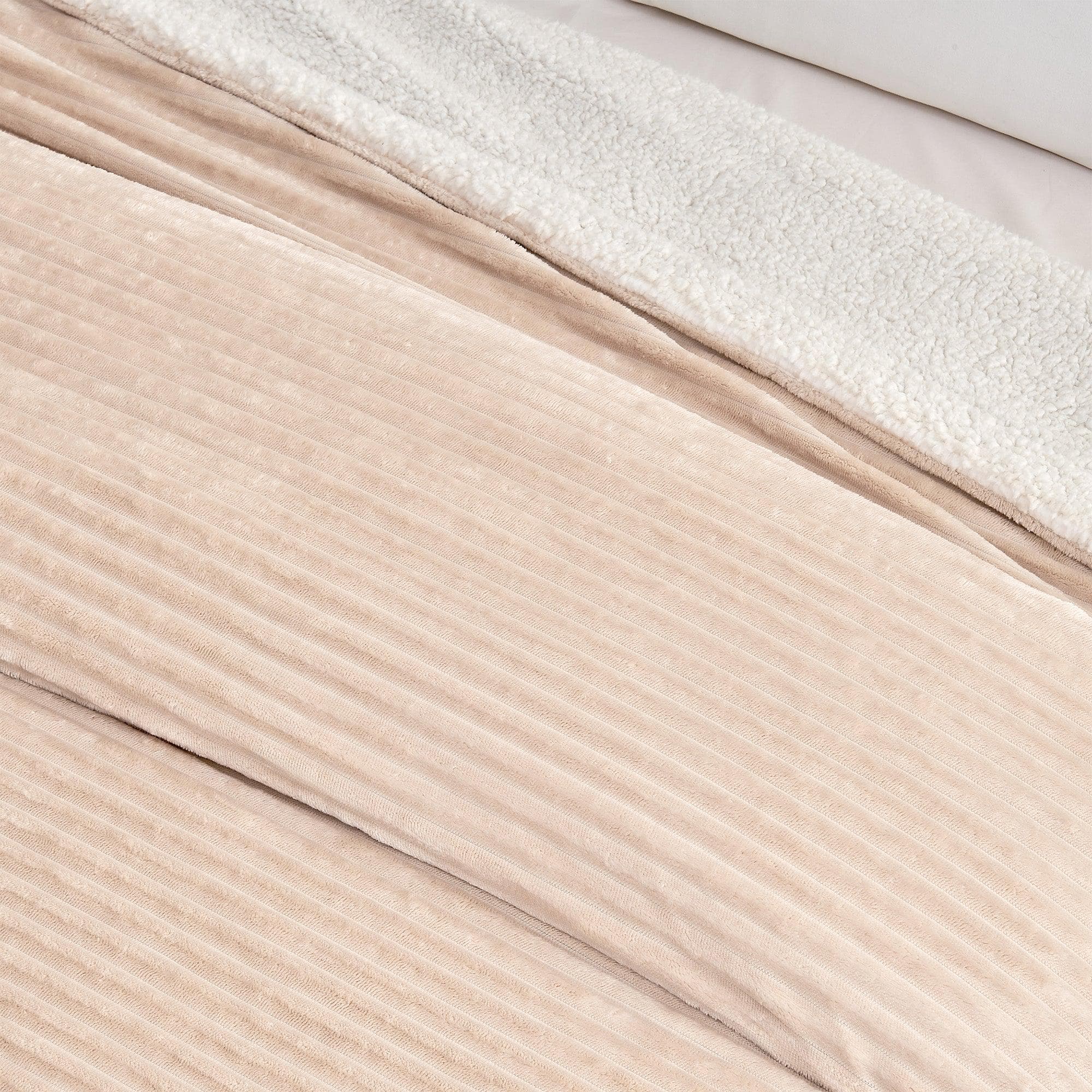 Ribbed Sherpa Throw Blanket - Corduroy Collection