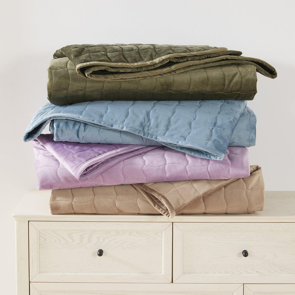 Velvet Box-Stitched Quilt Set - Vivica Collection