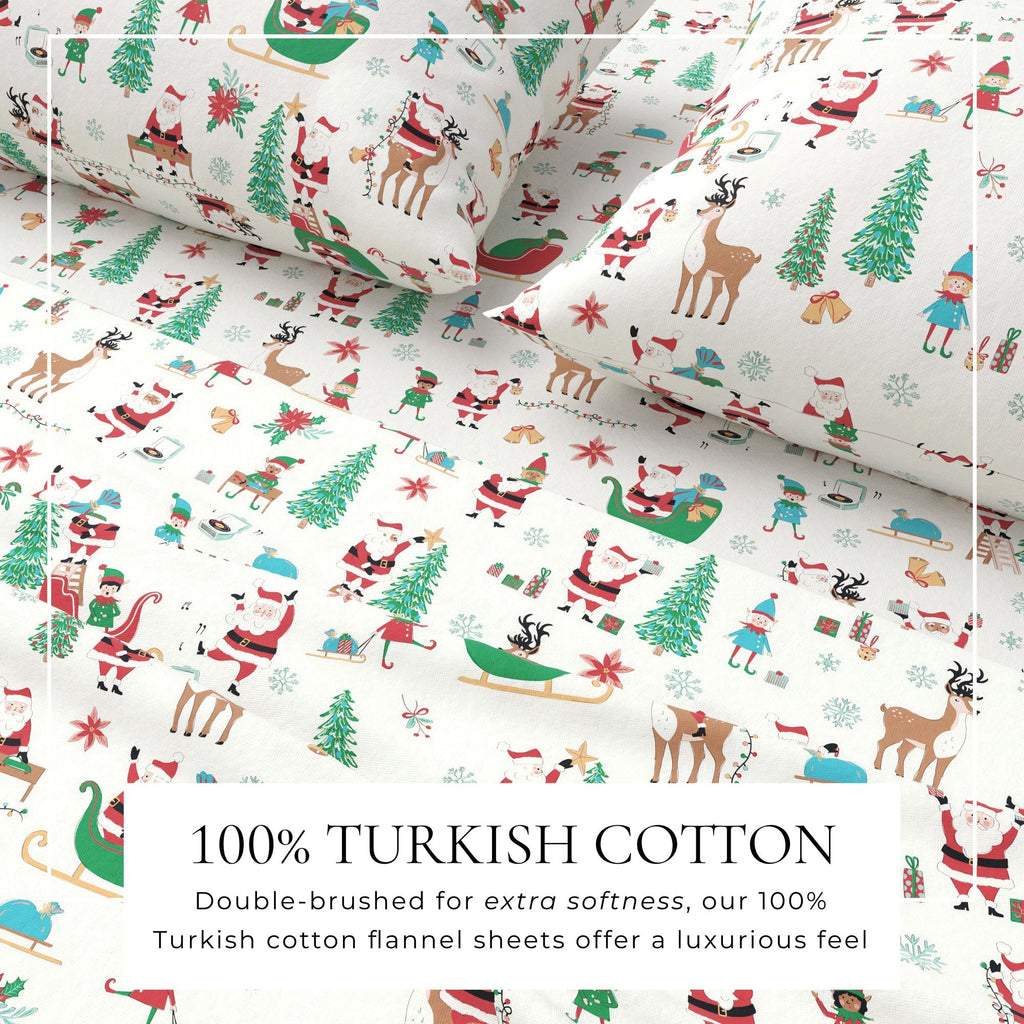 Turkish Cotton Christmas Flannel Sheet - Whittaker Collection