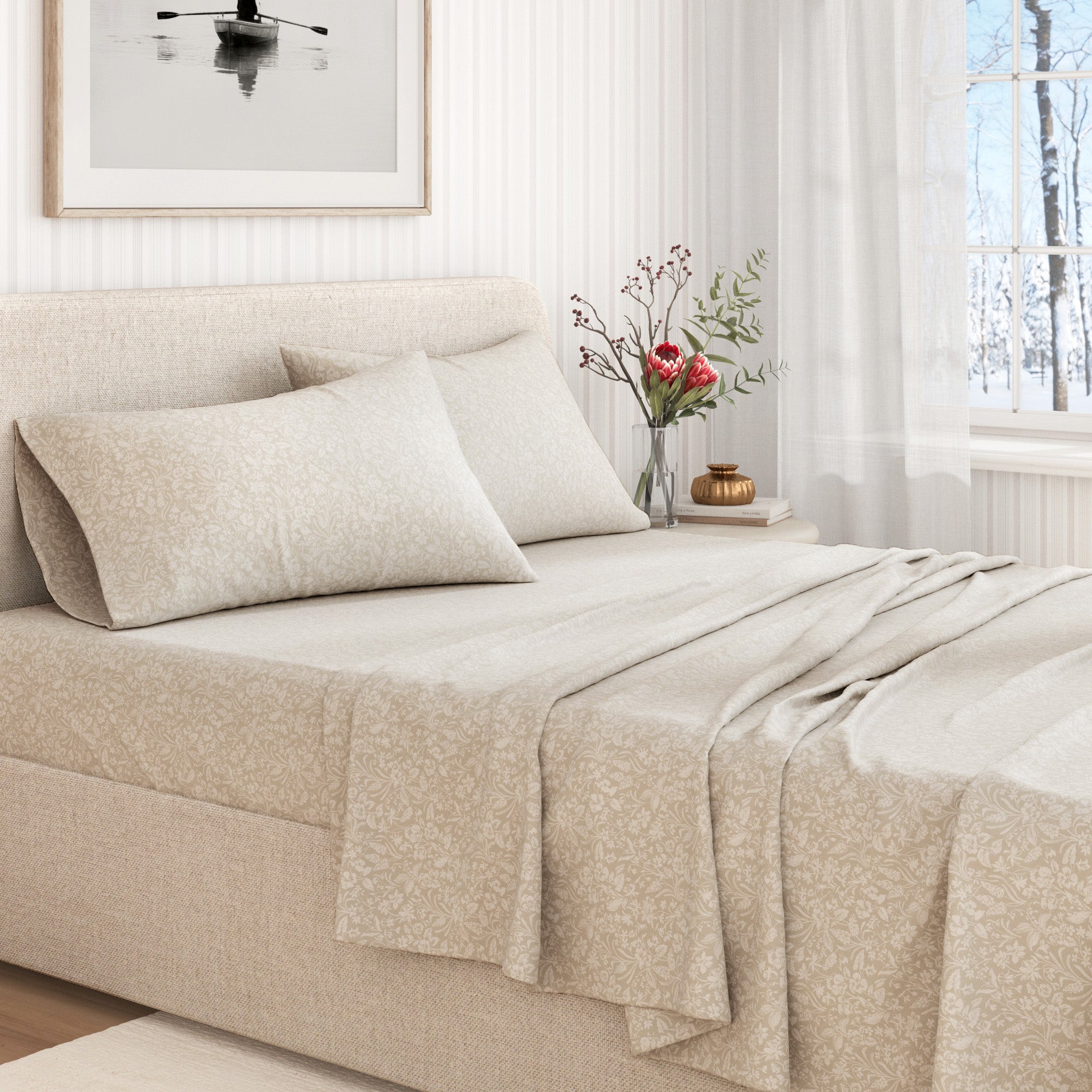 Turkish Cotton Flannel Sheet Set - Winter Floral Collection
