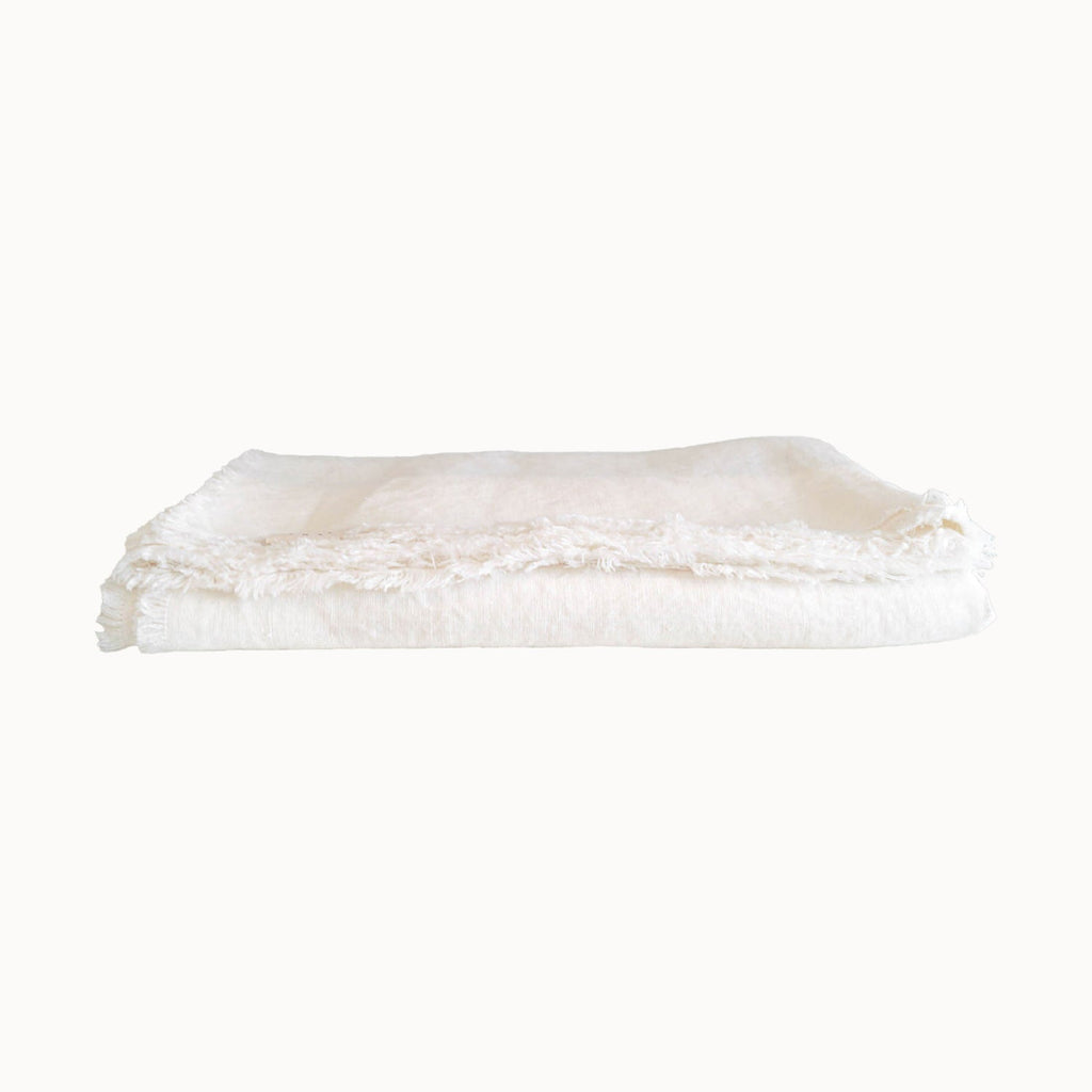 Linen Tablecloth with Fringe Edges