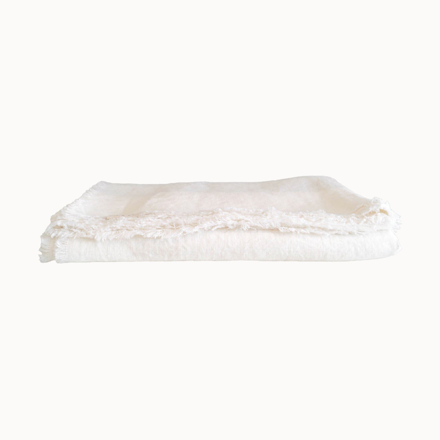 Linen Tablecloth with Fringe Edges