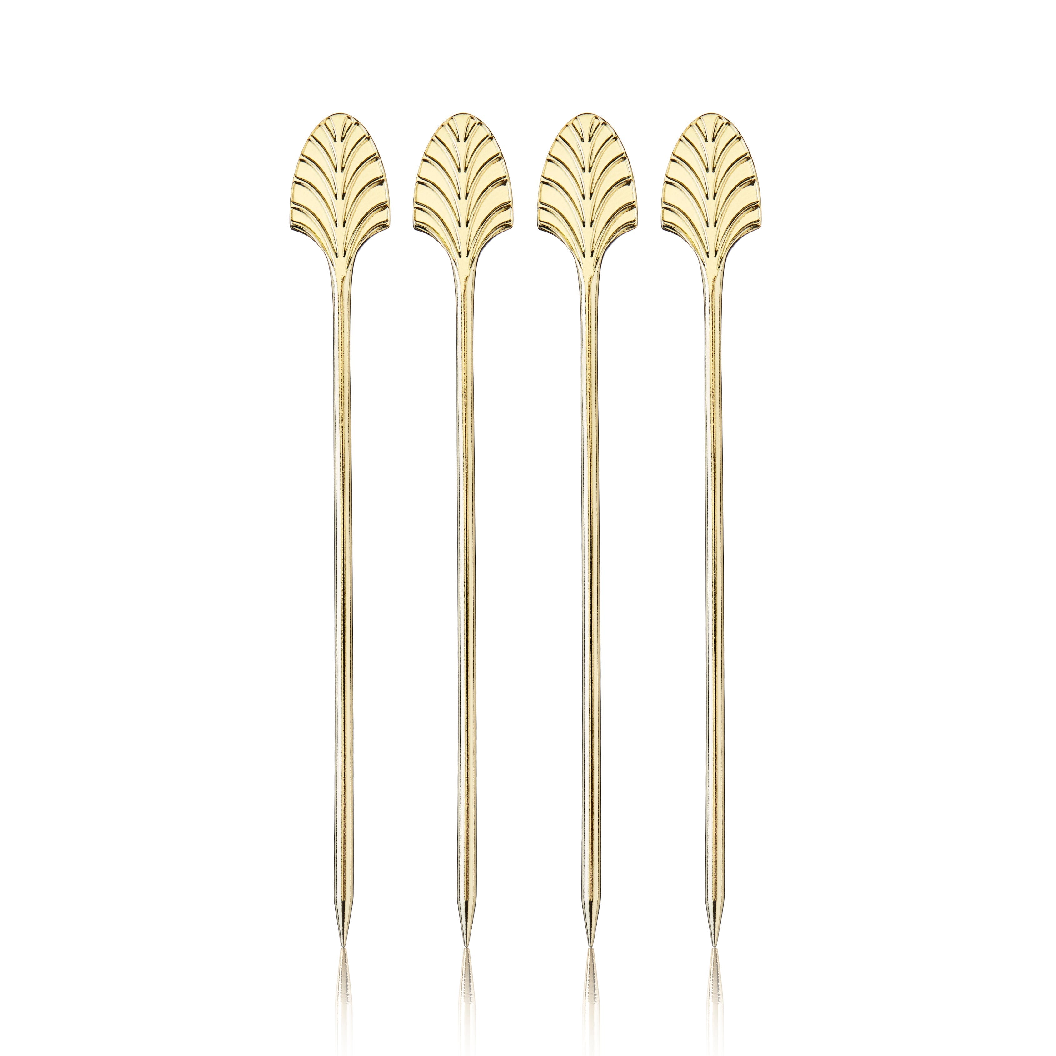 Art Deco Cocktail Picks in Gold Set of 4