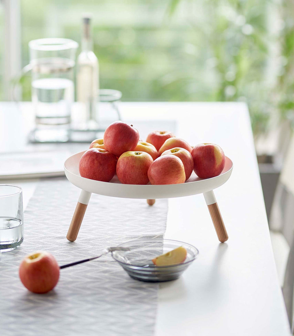 Countertop Pedestal Tray (5" H)  - Steel + Wood