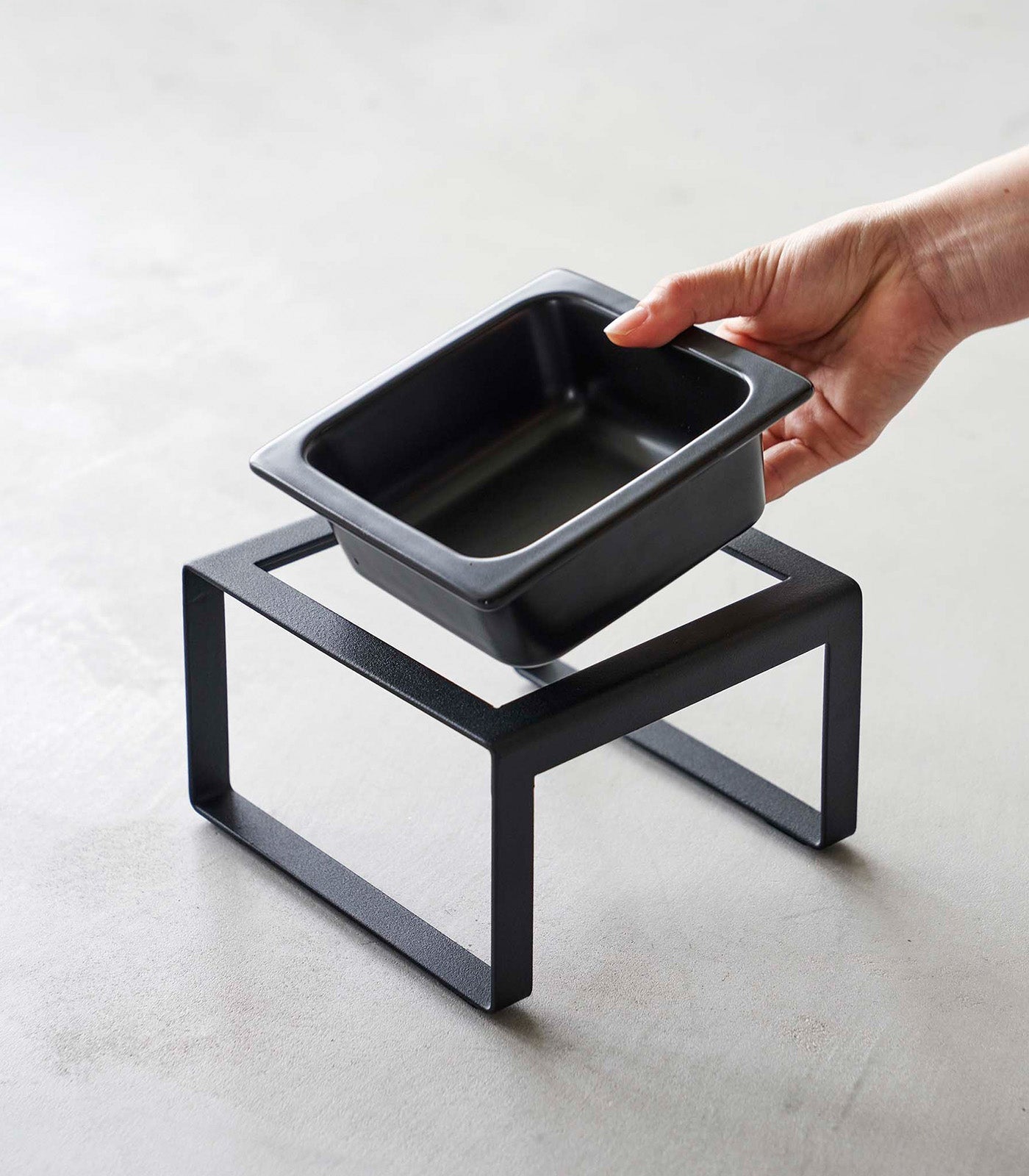 Single Pet Food Bowl - Tall - Steel + Ceramic
