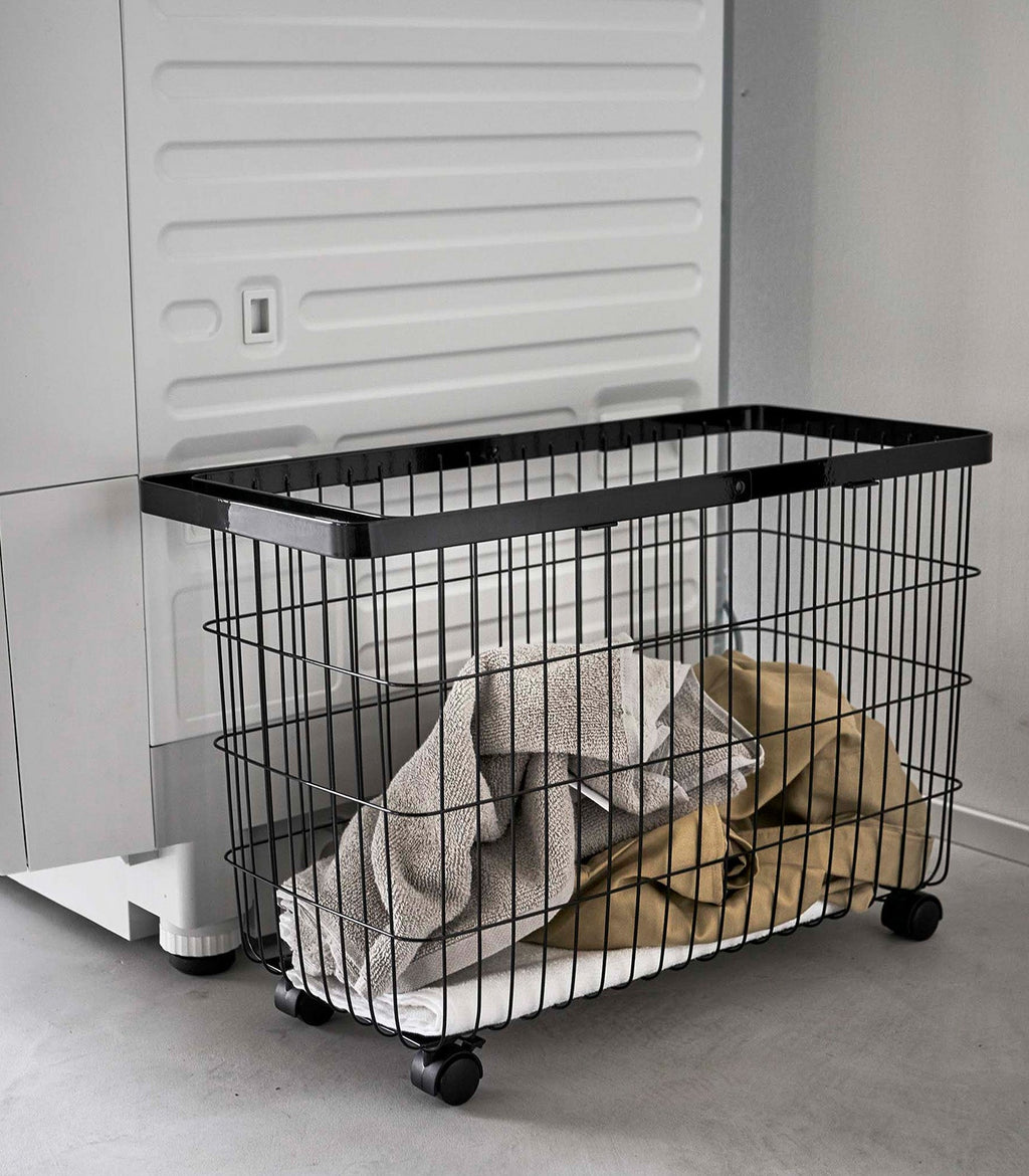 Rolling Wire Basket (14.8" H)  - Steel